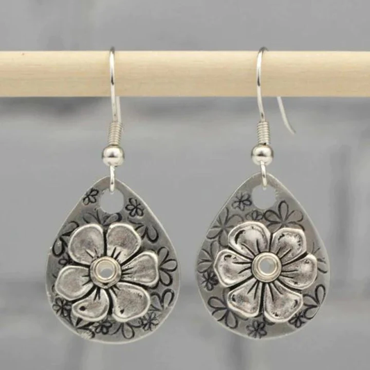 Vintage Floral Dangle Earrings crafted from Sterling Silver Jula Jewelry