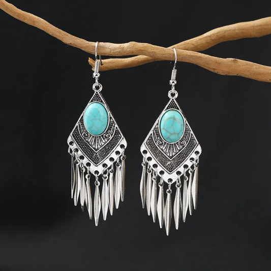 Vintage Turquoise Fringe Earrings Jula Jewelry