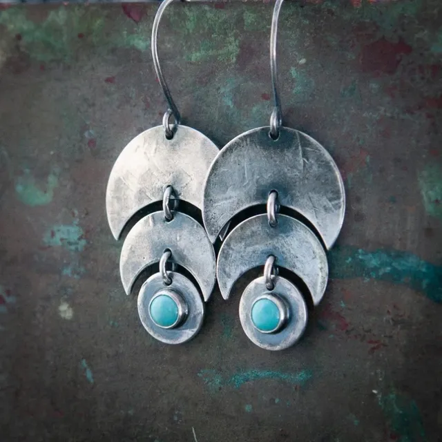 Vintage turquoise earrings set in silver. Jula Jewelry