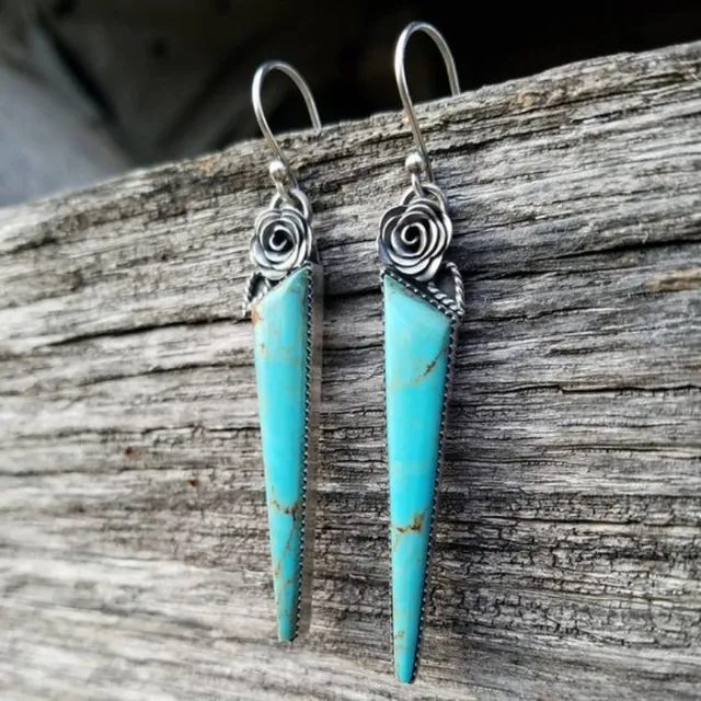 Vintage lace earrings with turquoise stones Jula Jewelry
