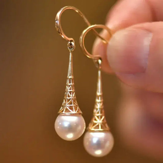Gold Filigree Pearl Dangle Earrings Jula Jewelry