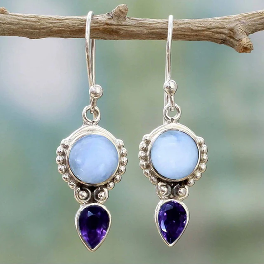 Vintage Blue Moonstone Earrings Jula Jewelry