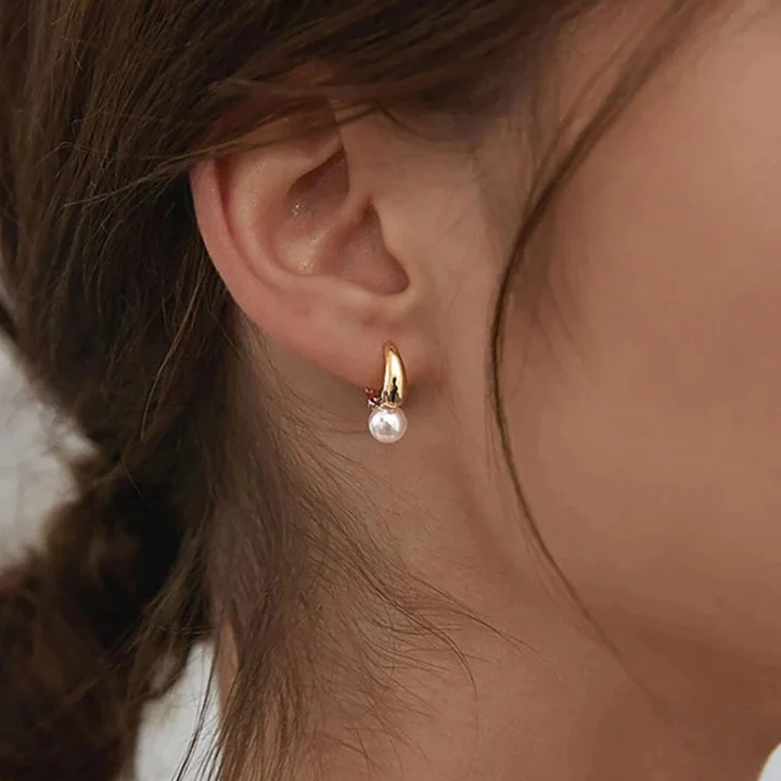 Gold-Plated Small Pearl Earrings Jula Jewelry