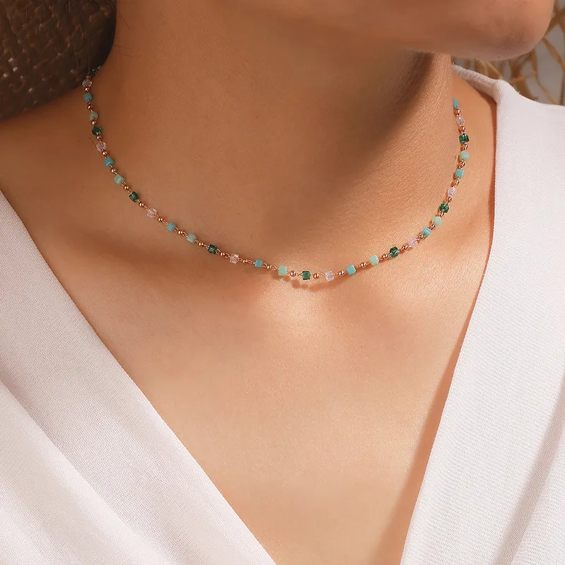 Multicolored gold-plated stone necklace Jula Jewelry