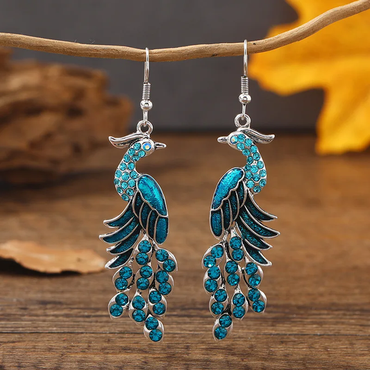 Vintage Peacock Blue Earrings Jula Jewelry
