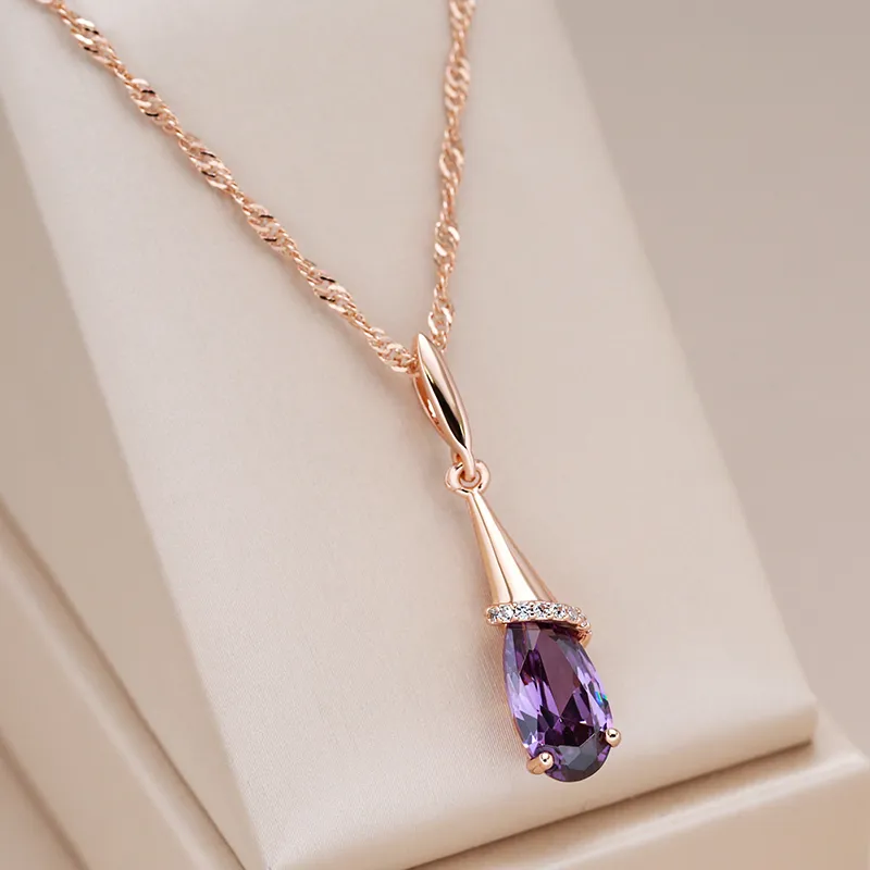 Elegant necklace crafted from lilac crystal drops Jula Jewelry