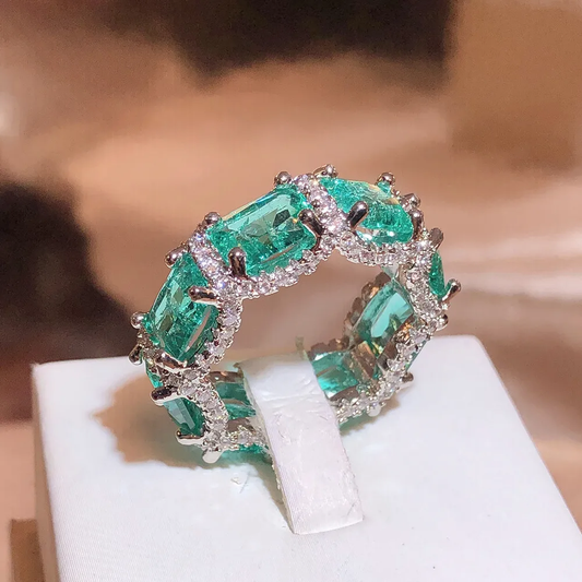 Elegant Turquoise Crystal Ring Jula Jewelry
