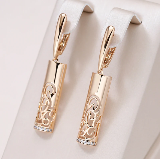Elegant gold-plated rectangular ear pieces Jula Jewelry