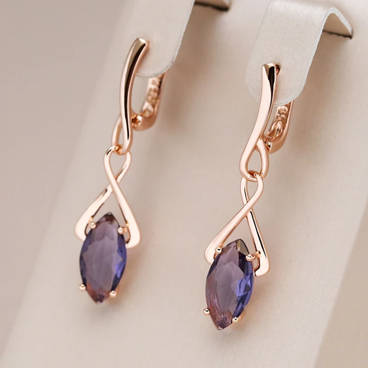 Elegant earrings with amethyst crystal Jula Jewelry