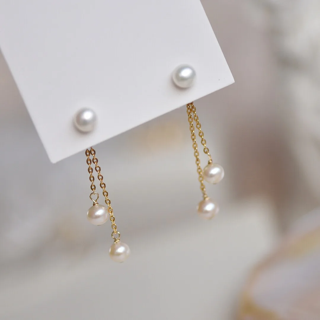 Elegant petite pearl drop earrings Jula Jewelry