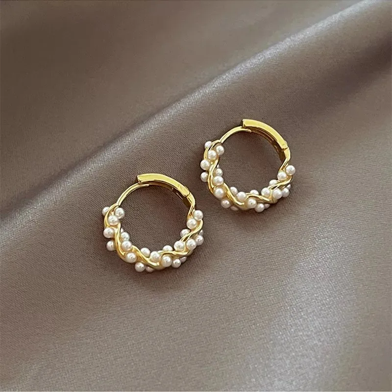 Elegant round pearl earrings with embellishments Jula Jewelry
