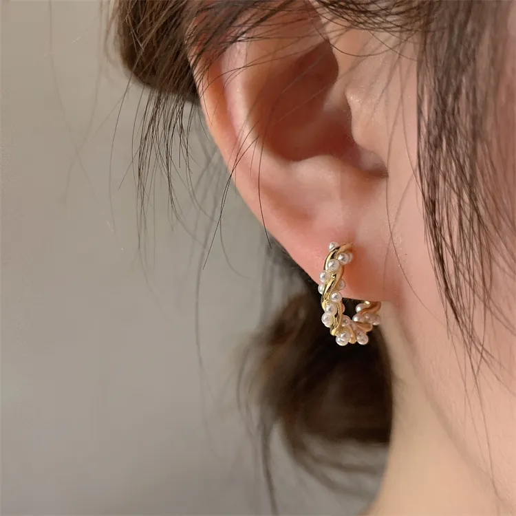 Elegant round pearl earrings with embellishments Jula Jewelry