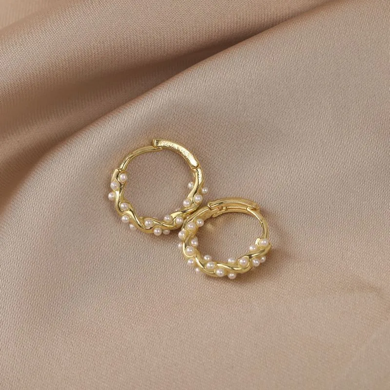 Elegant round pearl earrings with embellishments Jula Jewelry