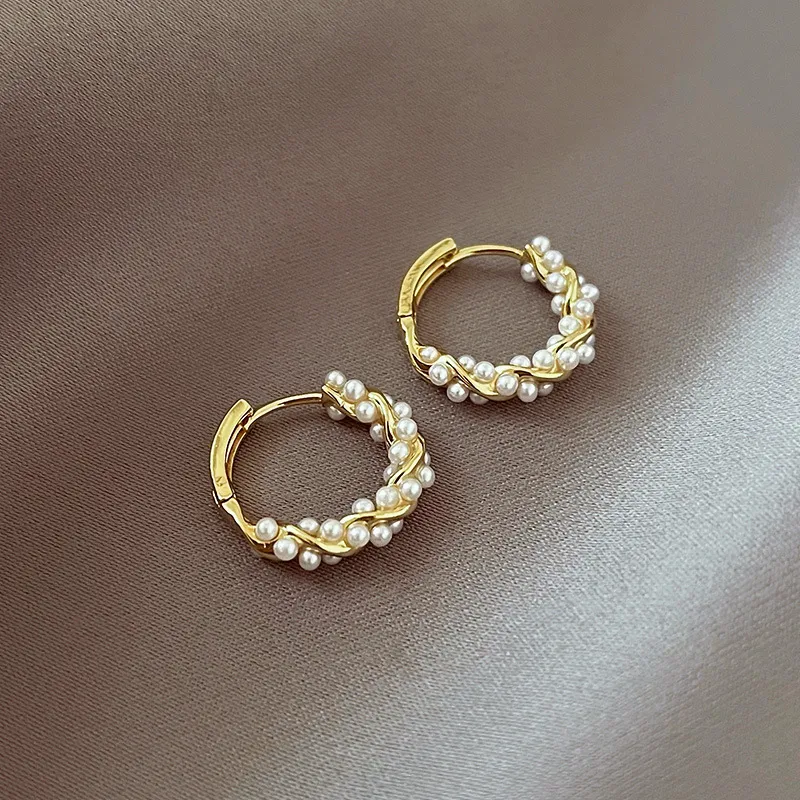 Elegant round pearl earrings with embellishments Jula Jewelry