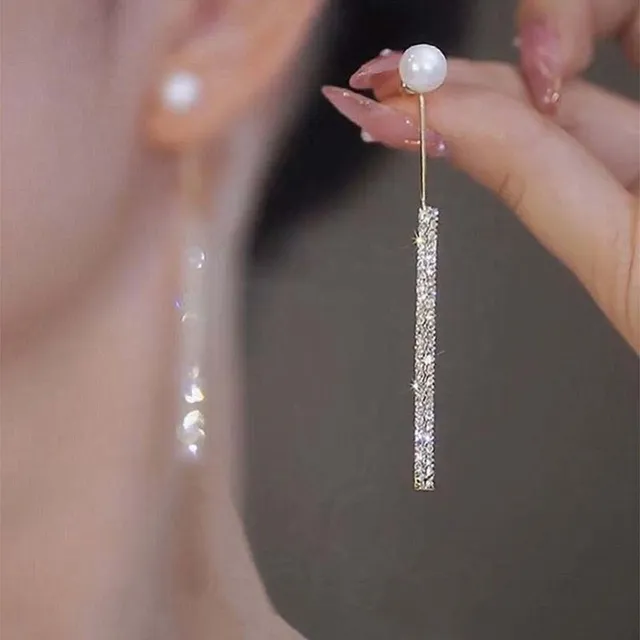 Elegant Bright Dangling Pearl Earrings Jula Jewelry