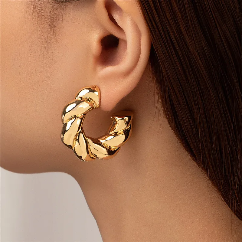 Vintage Thick Gold Hoop Earrings Jula Jewelry