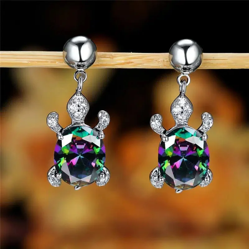Elegant Tortoise Earrings with Multicolored Zirconia Jula Jewelry
