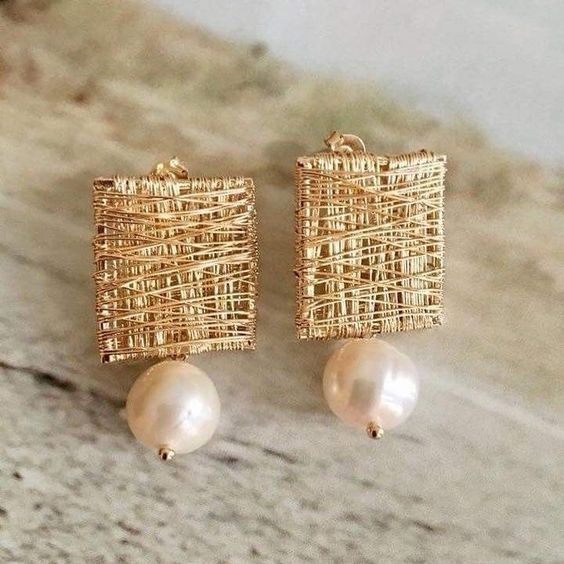 Vintage Golden Threads with Pearl Earrings Jula Jewelry