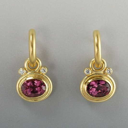 Vintage Gold Earrings with Garnet and Zirconia Jula Jewelry