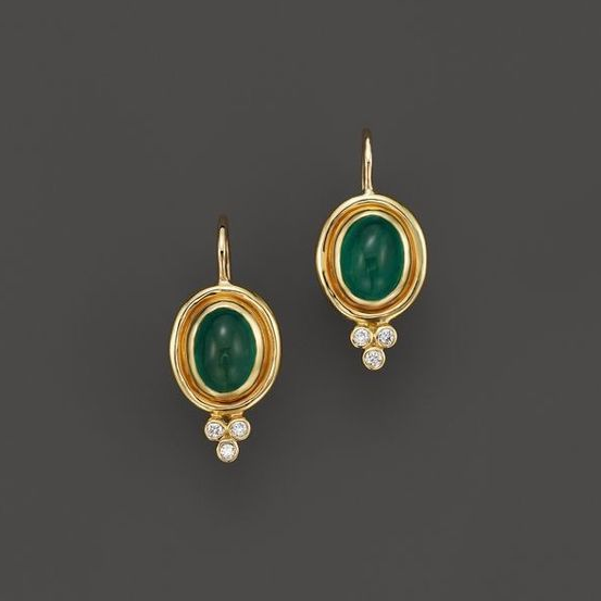 Vintage Gold and Greenstone Earrings Jula Jewelry