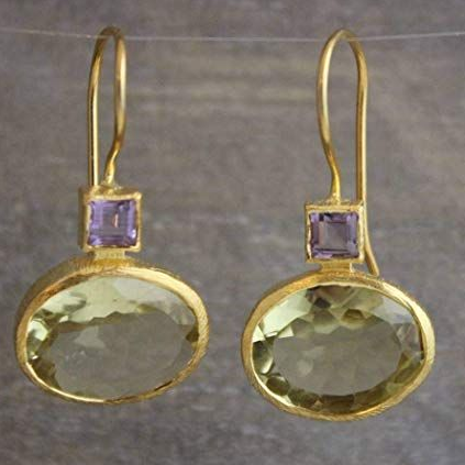 Vintage Green Crystal Gold Earrings Jula Jewelry