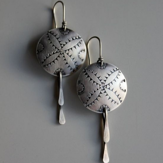 Vintage Ethnic Circular Silver Earrings Jula Jewelry