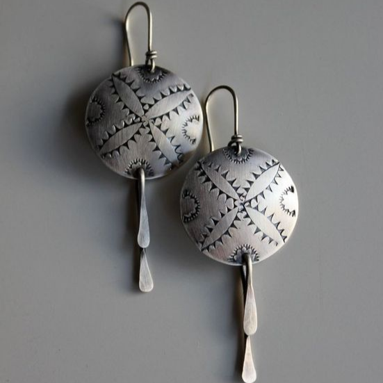 Vintage Ethnic Circular Silver Earrings Jula Jewelry