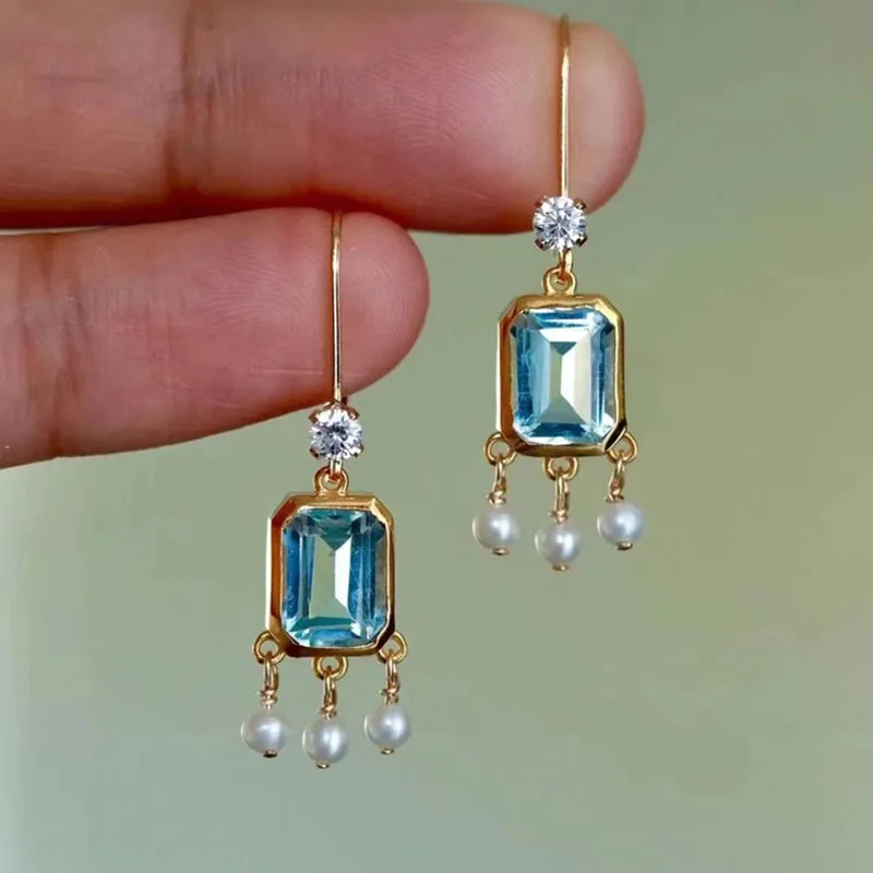 Vintage Blue Crystal Earrings Jula Jewelry