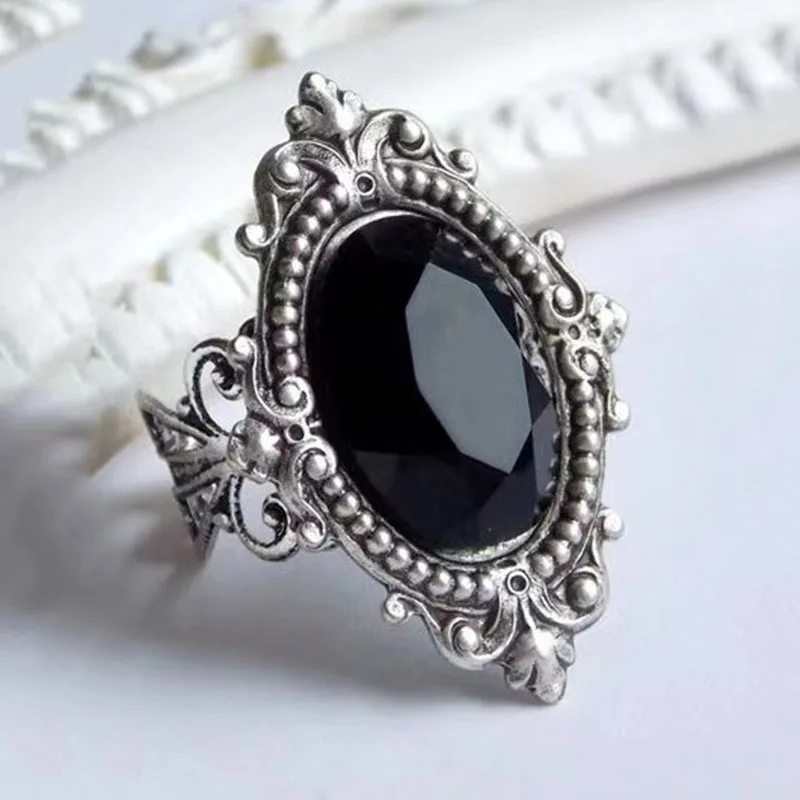 Boho Silver Ring with Black Stone Jula Jewelry