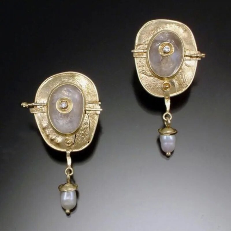 Boho Pearl Earrings in Gold Jula Jewelry