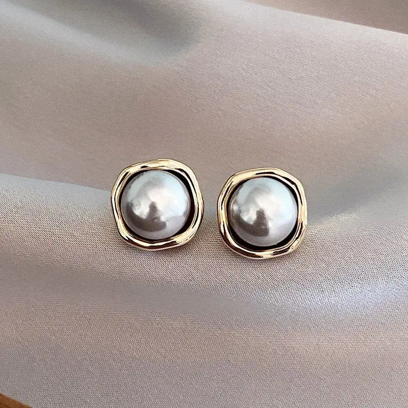 Golden Pearl Stud Earrings Jula Jewelry