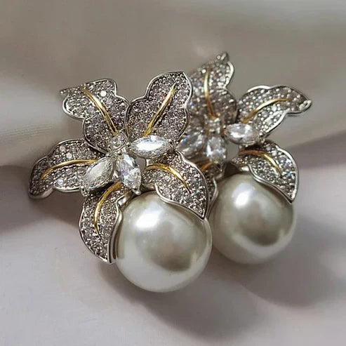 Exquisite Pearl Flower Earrings Jula Jewelry