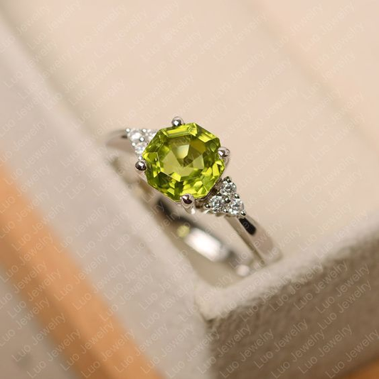 Silver Olive Crystal Ring Jula Jewelry
