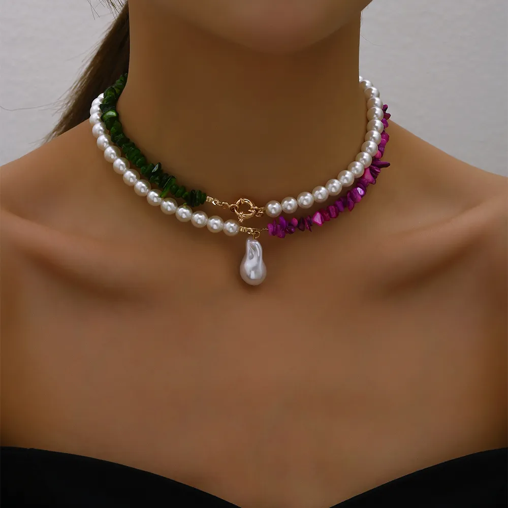 Elegant Colorful Baroque Pearl Pendant Necklace Jula Jewelry