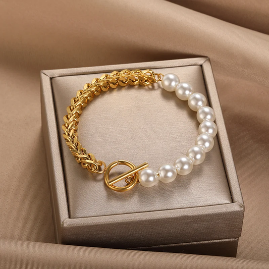 Elegant Gold and Pearl Bangle Jula Jewelry