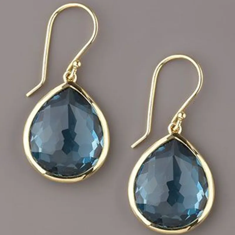 Blue Crystal Teardrop Earrings in Gold Jula Jewelry