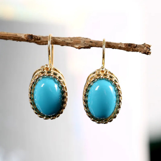 Blue and gold vintage ear ornaments Jula Jewelry