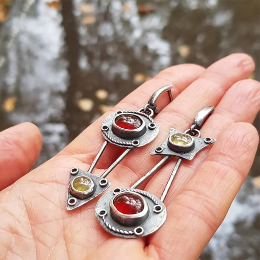 Mechanical earrings crafted from fire crystal Jula Jewelry