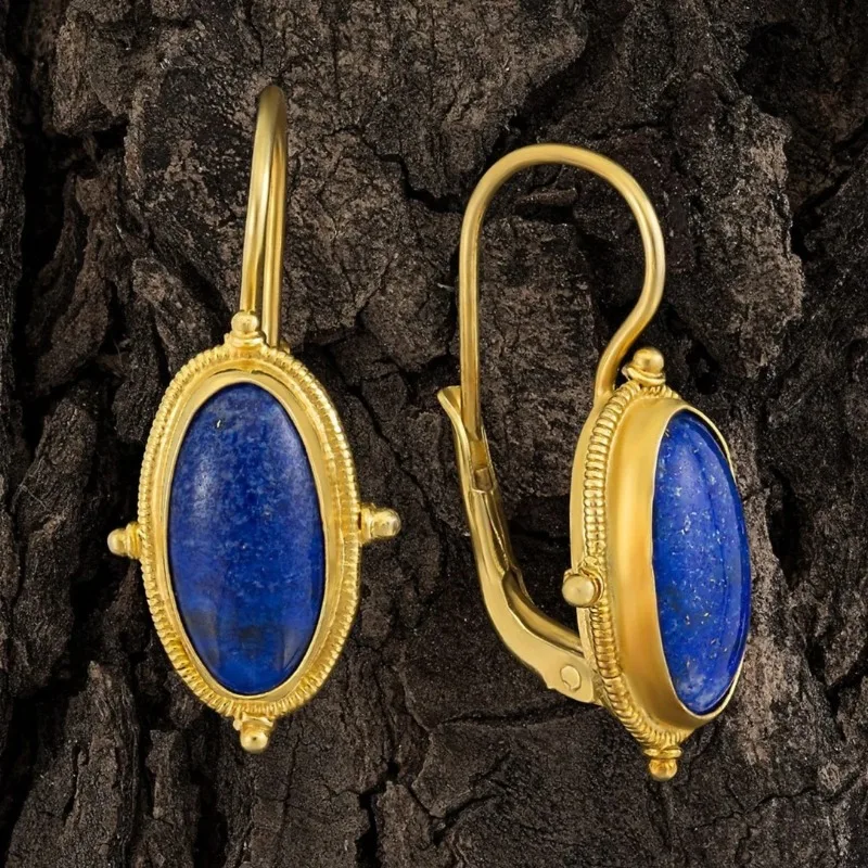 Blue Vintage Gold Earrings Jula Jewelry