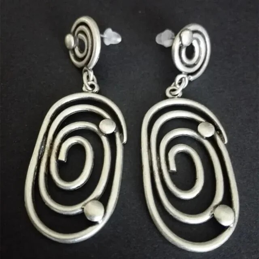 Vintage Spiral Earrings with Silver-Plated Beads Jula Jewelry