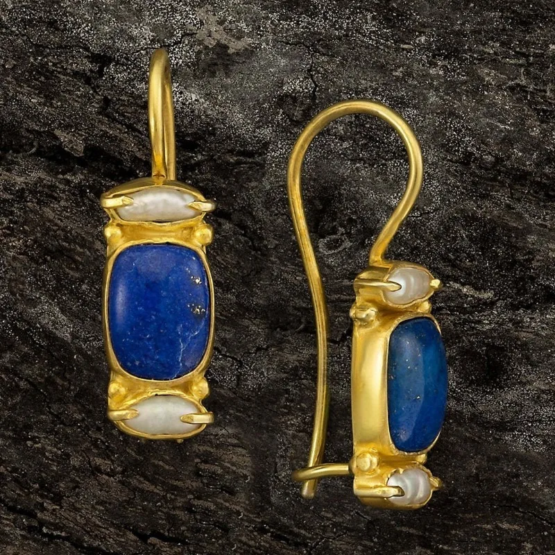 Vintage Blue and Gold Earrings Jula Jewelry