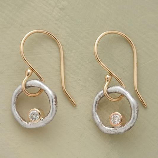 Vintage Gold & Silver Cubic Zirconia Earrings Jula Jewelry
