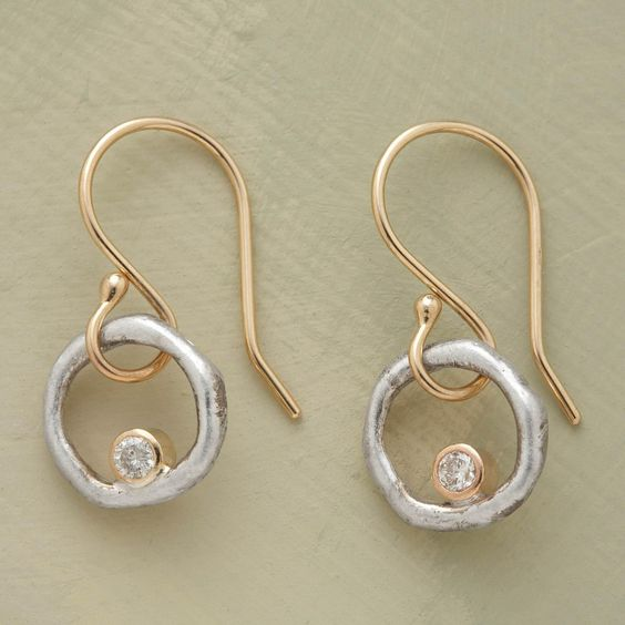 Vintage Gold & Silver Cubic Zirconia Earrings Jula Jewelry