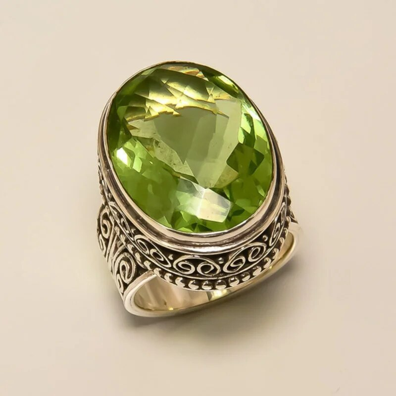 Vintage Olive Gemstone Ring Jula Jewelry