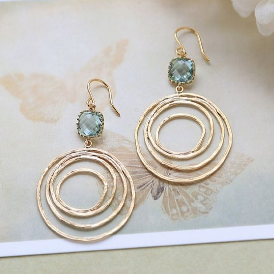 Vintage Earrings with Swirl Design in Gold and Zirconium Jula Jewelry