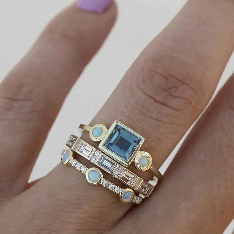 Gold Geometric Stacked Ring Set Jula Jewelry