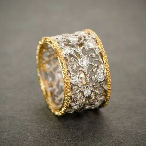 Ornate Band Ring in Silver and Gold Jula Jewelry