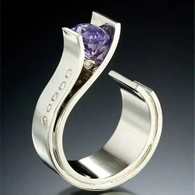 Vintage ring with amethyst crystal in silver Jula Jewelry