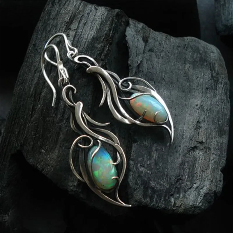 Vintage blue opal earrings set in sterling silver Jula Jewelry