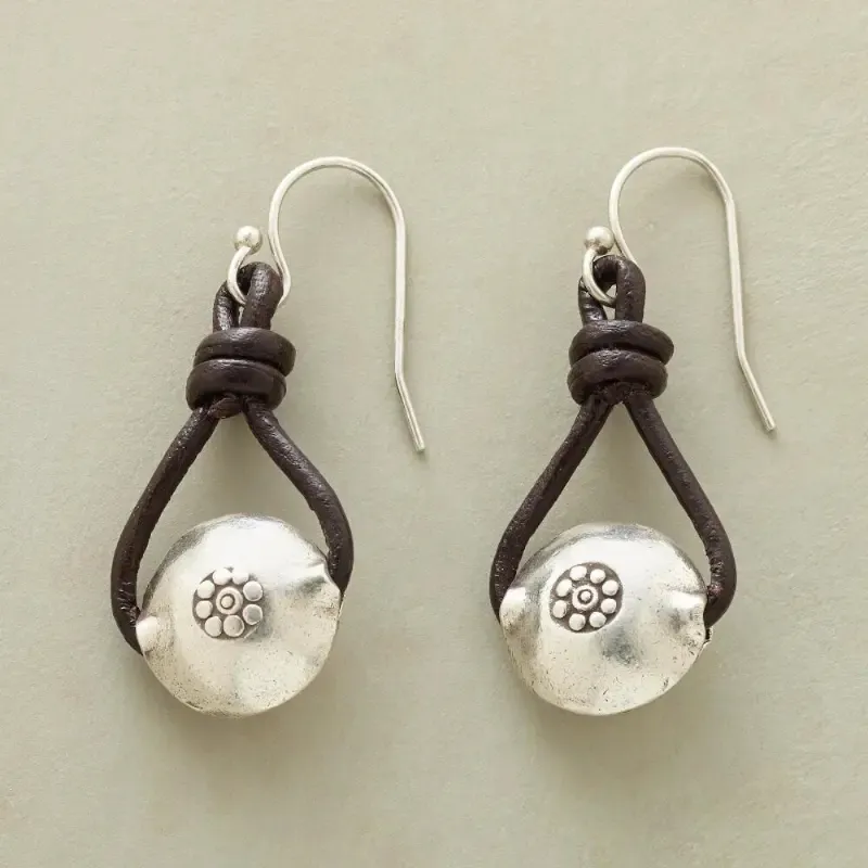 Vintage Silver Faux Leather Earrings Jula Jewelry